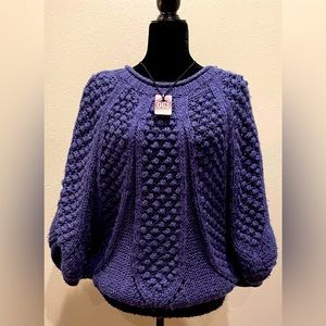 Alberto Malaki Blue poncho like sweater, size medium